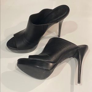 Open toe slide mules with 5 1/2 stiletto heels